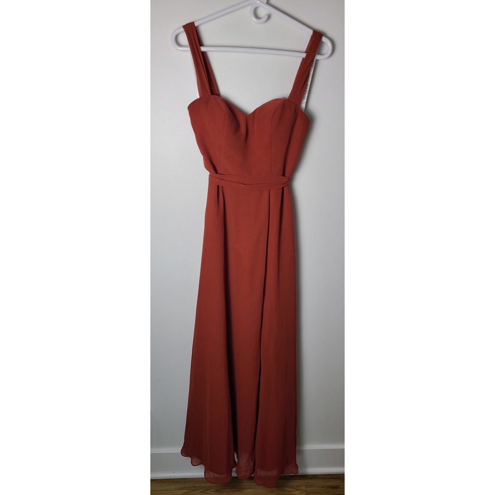 Azazie Sz A0 Terracotta Rust Chiffon Sweetheart Bridesmaid Gown Dress Formal